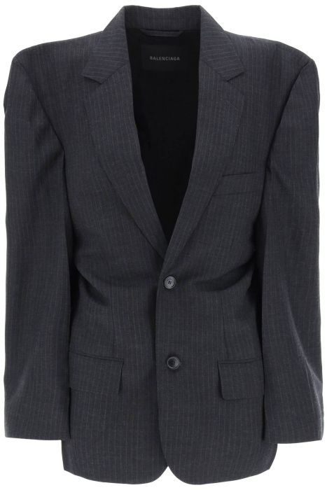 balenciaga blazer cut away boxy gessato