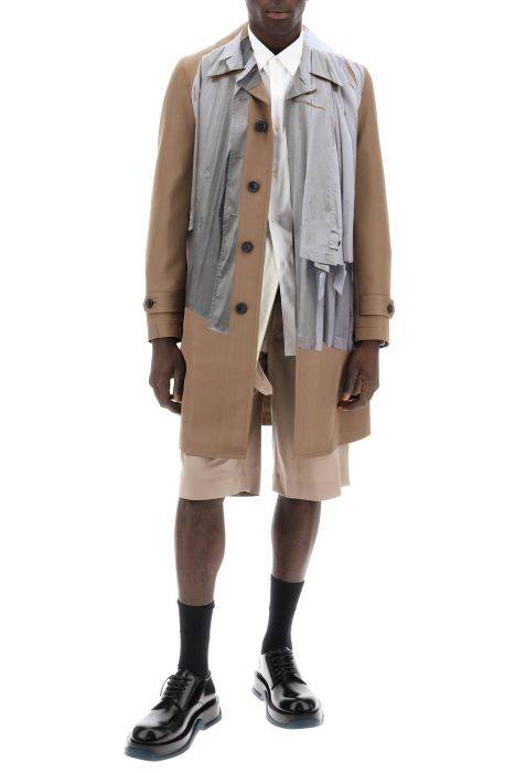 comme des garcons homme plus single-breasted trench coat with trompe