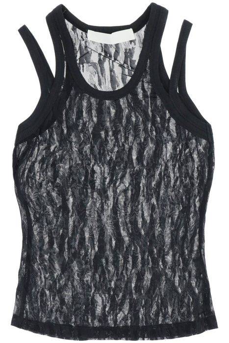 dion lee top smanicato in mesh camouflage