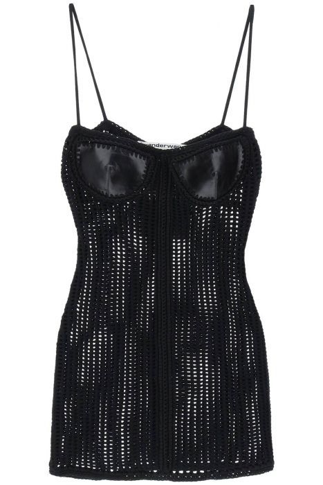 alexander wang mini crochet dress with leather cups