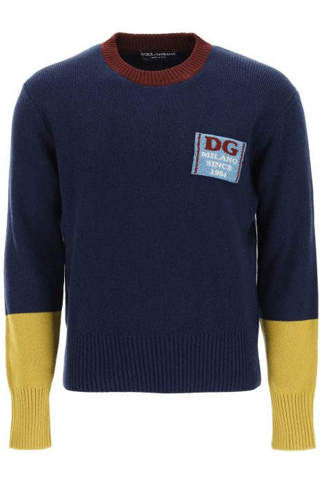 dolce & gabbana wool sweater with logo patch