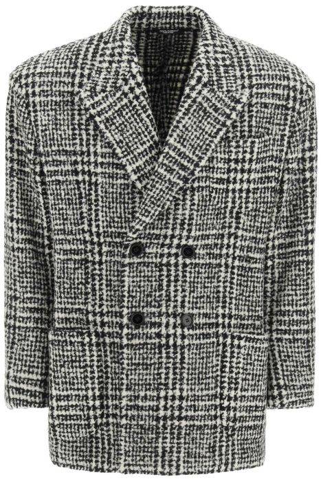 dolce & gabbana checkered double-breasted wool jacket