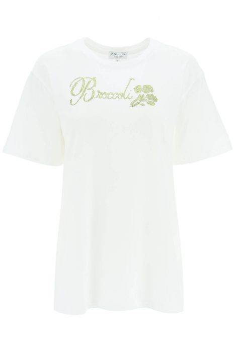 collina strada organic cotton t-shirt with rhinestones