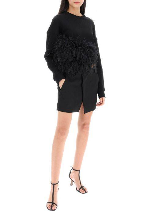 n.21 cropped sweatshirt with feathers
