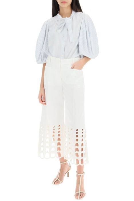 stella mccartney cropped pants with embroidered hem