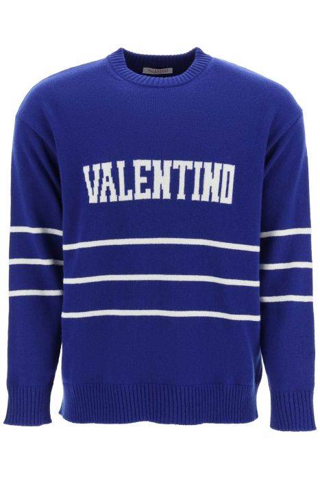 valentino pullover con logo lettering jacquard