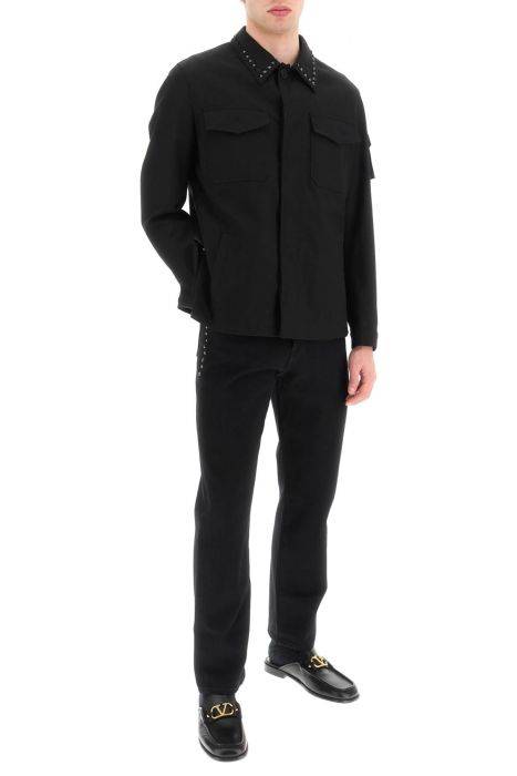 valentino black untitled studs workwear jacket