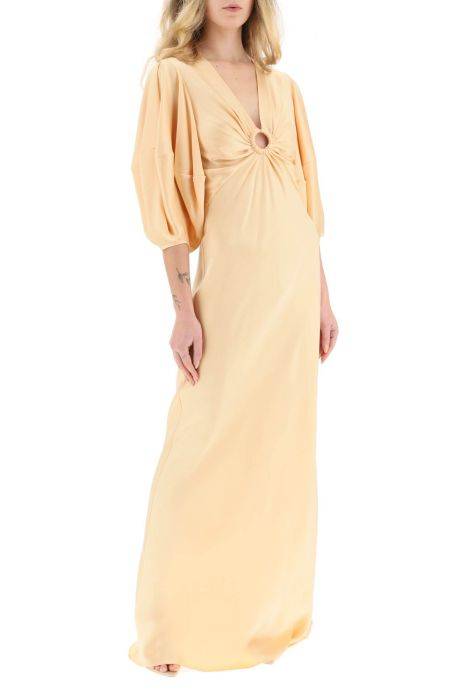 stella mccartney satin maxi dress with cut-out ring detail