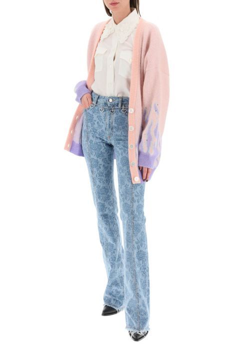 alessandra rich jeans svasati con stampa floreale