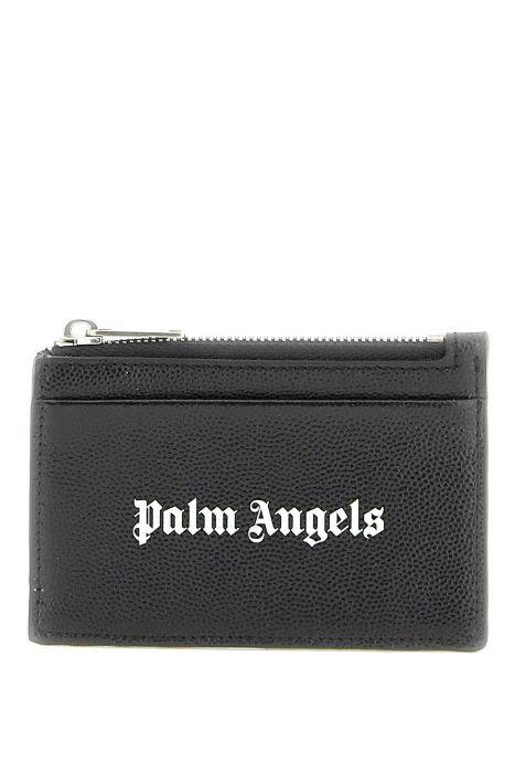palm angels porta carte in pelle con logo