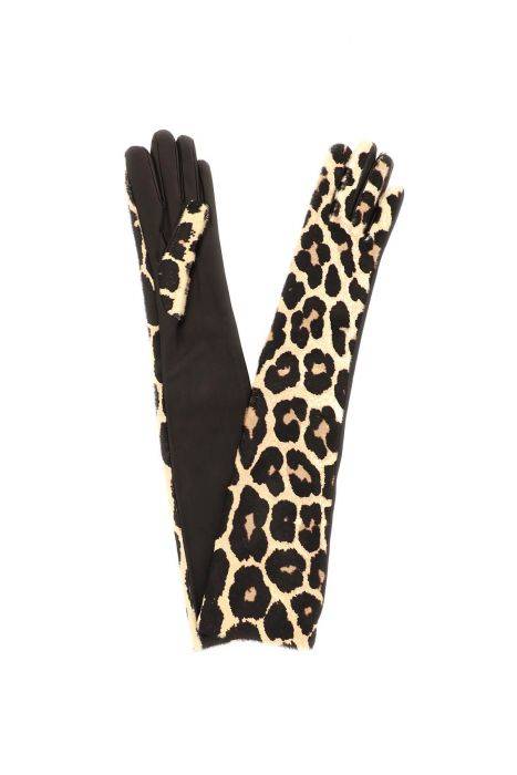 dries van noten leopard-print calf hair gloves