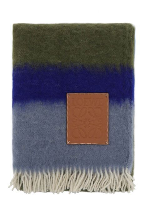 loewe coperta a righe multicolor in mohair e lana
