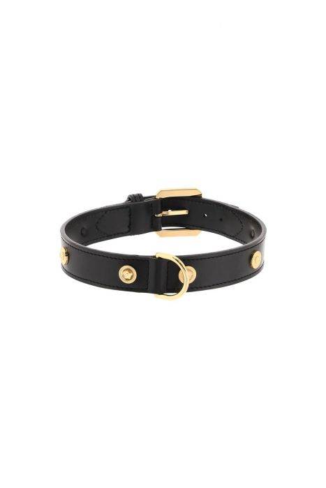 versace leather collar with medusa studs - large
