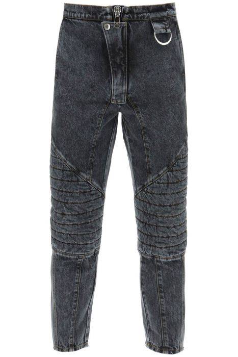 balmain jeans con inserti trapuntati e imbottiti