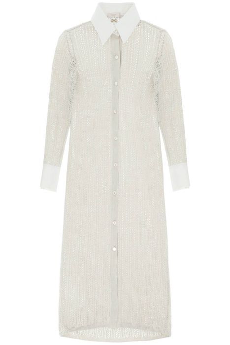 agnona linen, cashmere and silk knit shirt dress