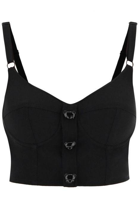 moschino bustier top with teddy bear buttons