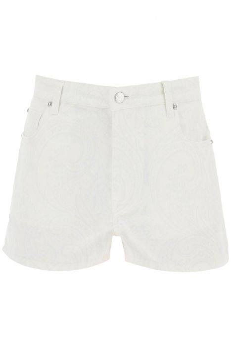 etro shorts paisley in denim