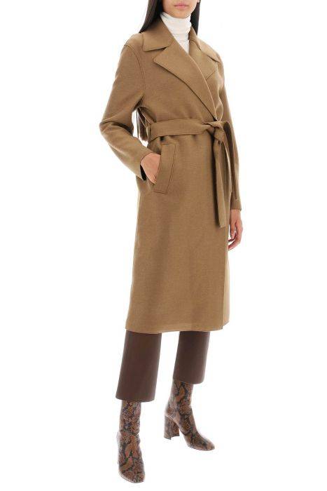 harris wharf london long robe coat in pressed wool and polaire