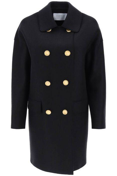 harris wharf london midi coat in pressed wool