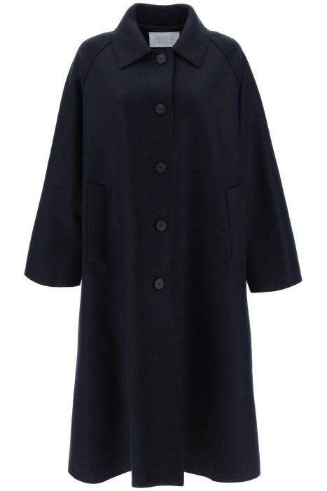 harris wharf london balmacaan coat in pressed wool