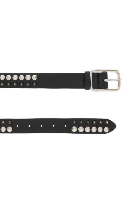 alessandra rich leather belt with spikes