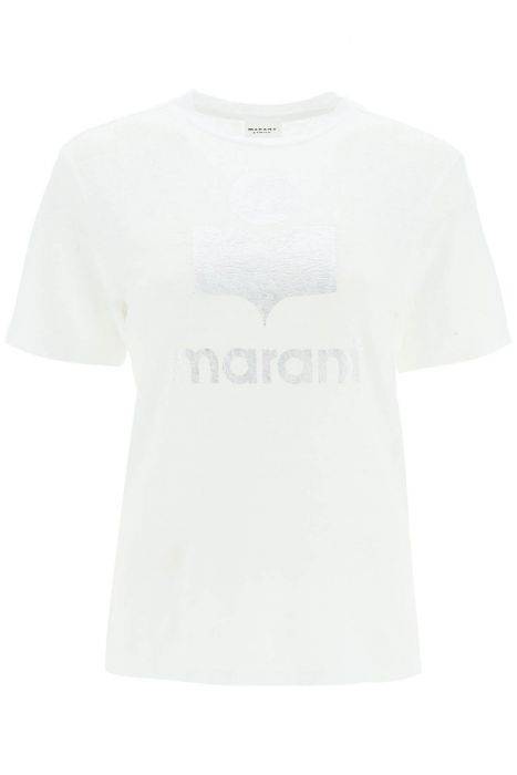 isabel marant etoile t-shirt 'zewel' con logo metallizzato
