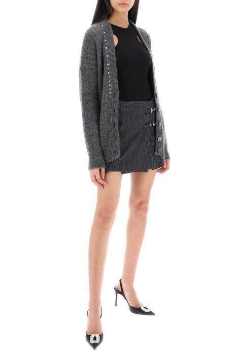 alessandra rich cardigan with studs and crystals