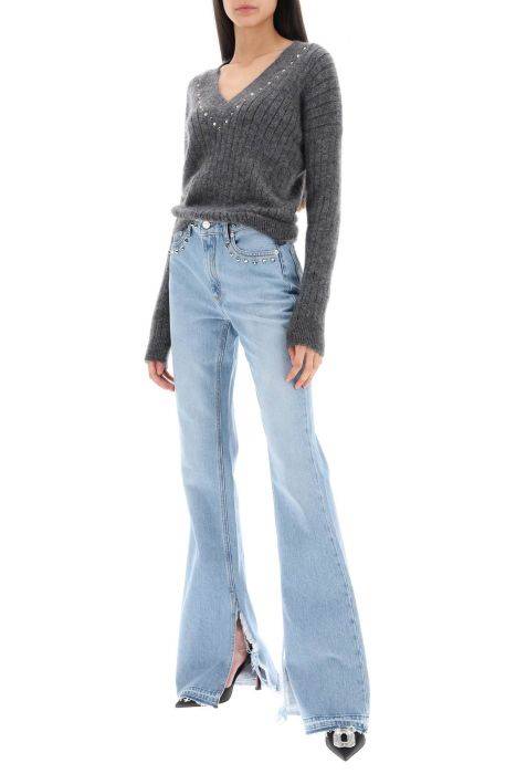 alessandra rich flared jeans with studs