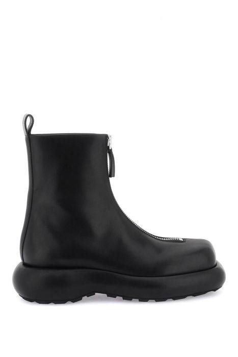 jil sander zippered leather ankle boots