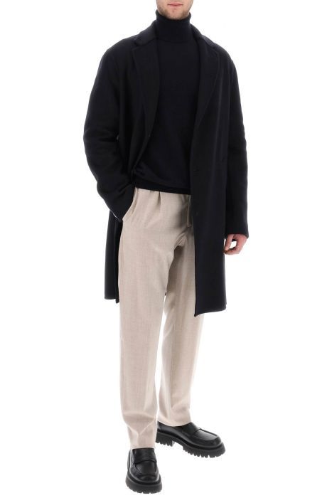 agnona single pleat wool silk trousers