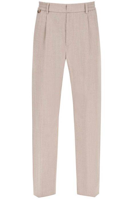 agnona single pleat wool silk trousers