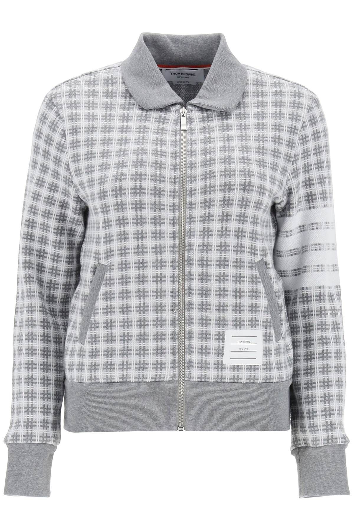 THOM BROWNE 4-bar sweatshirt in check knit - Woman | Residenza 725