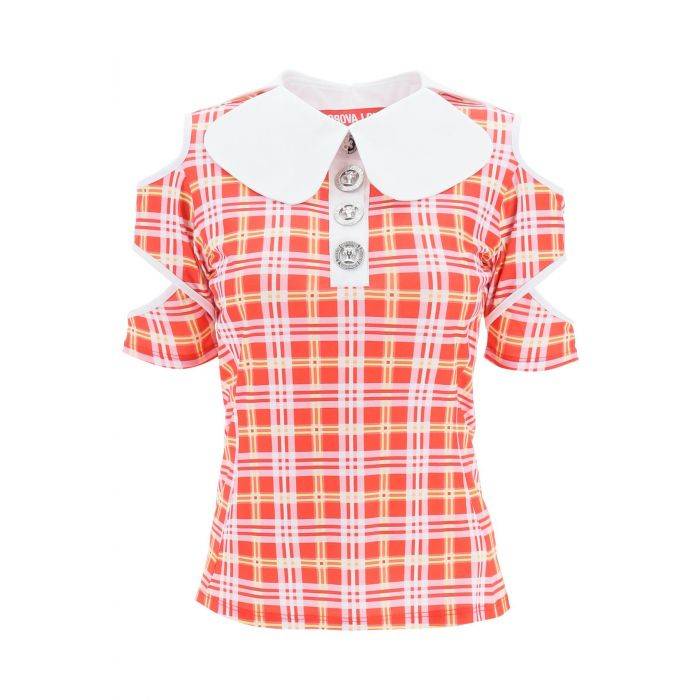 tartan motif cut-out polo shirt - CHOPOVA LOWENA