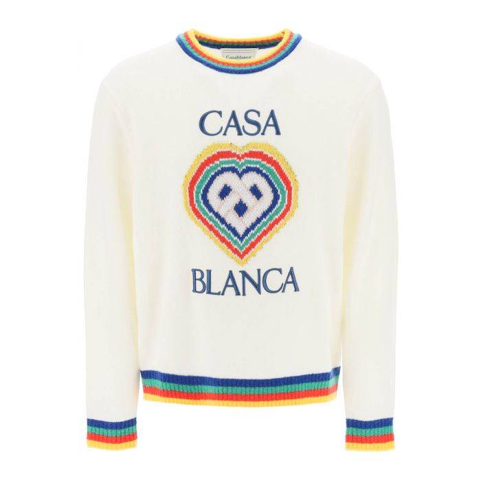 rainbow heart virgin wool sweater - CASABLANCA