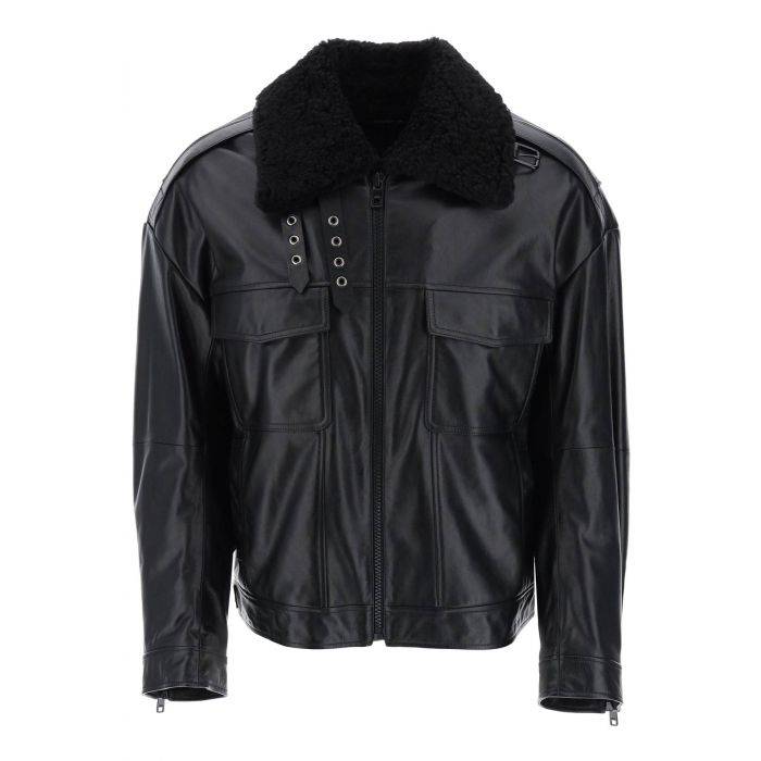 leather-and-fur biker jacket - DOLCE & GABBANA