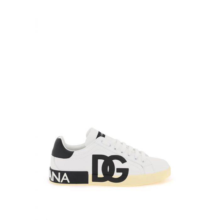 leather portofino sneakers with dg logo - DOLCE & GABBANA