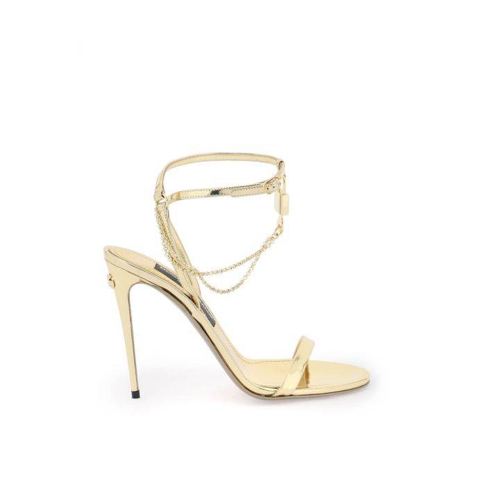 laminated leather sandals with charm - DOLCE & GABBANA