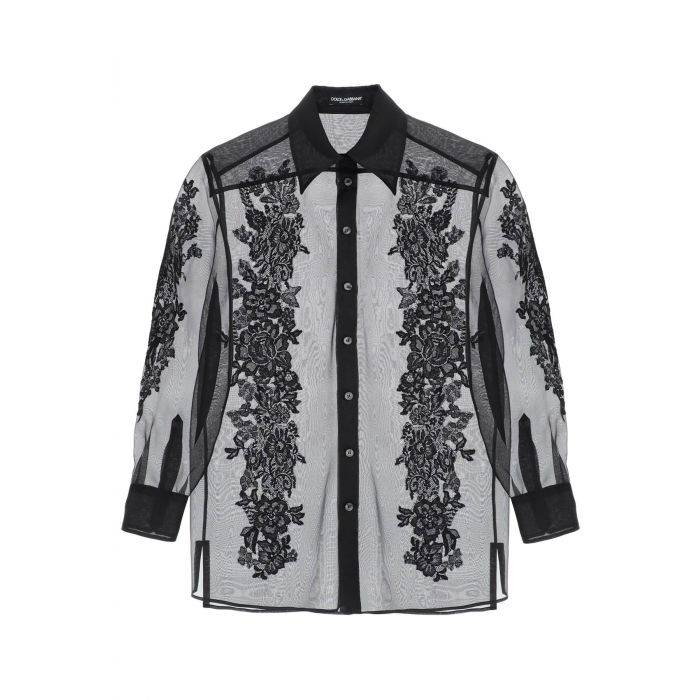 organza shirt with lace inserts - DOLCE & GABBANA