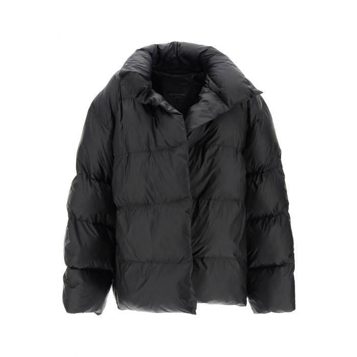 maxi wrap puffer jacket in coated nylon - BALENCIAGA