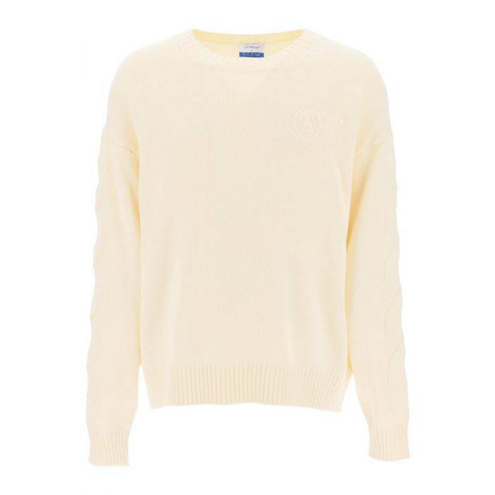 sweater with embossed diagonal motif - OFF-WHITE