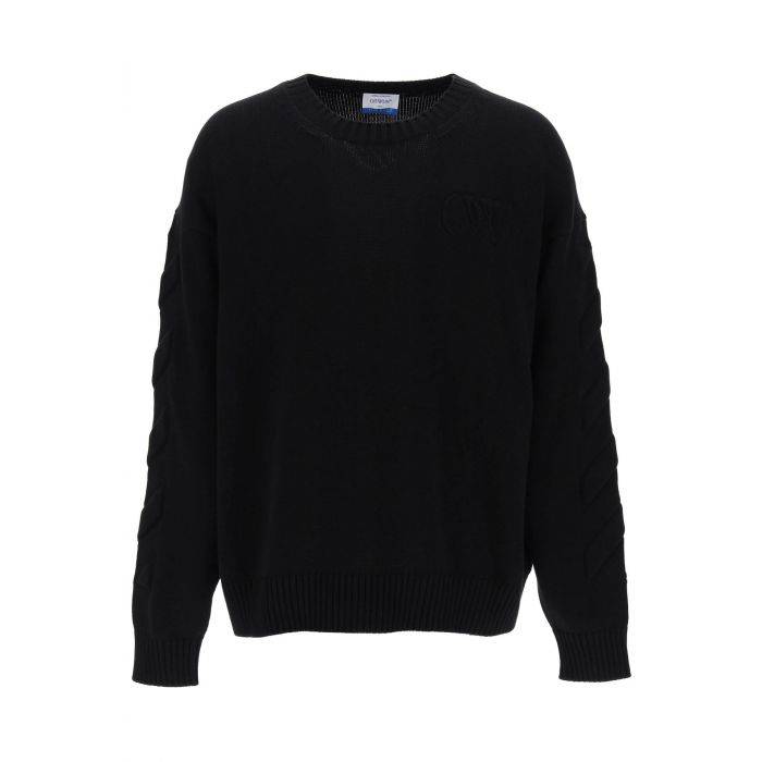 sweater with embossed diagonal motif - OFF-WHITE