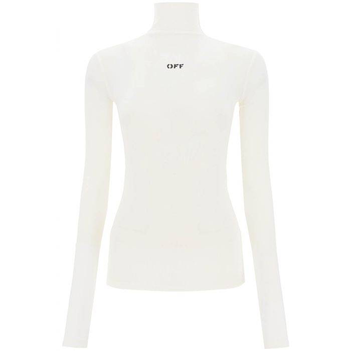 funnel-neck t-shirt with off logo - OFF-WHITE