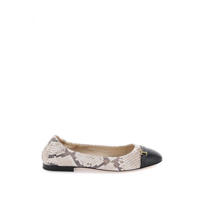 snake-printed leather ballet flats - TOD'S