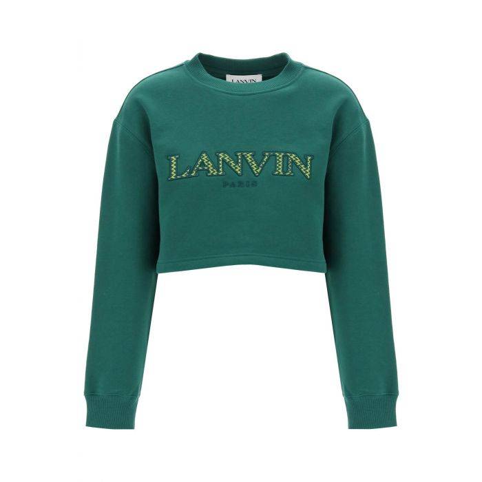 cropped sweatshirt with embroidered logo patch - LANVIN