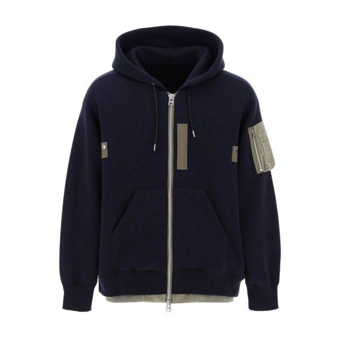 full zip hoodie with contrast trims - SACAI