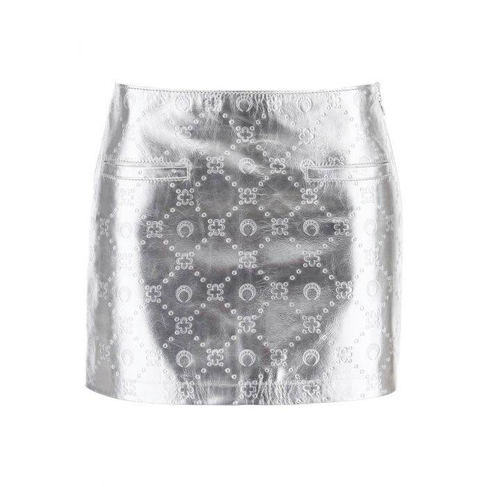 moonogram mini skirt in laminated leather - MARINE SERRE