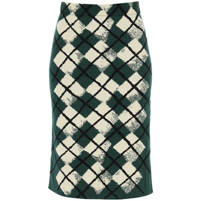 "knitted diamond pattern midi skirt - BURBERRY