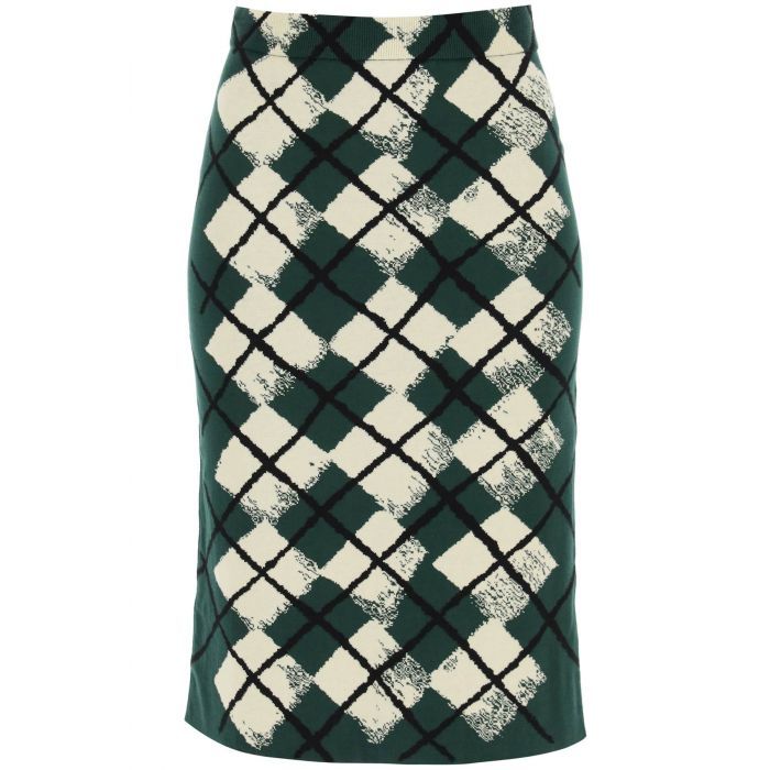 knitted diamond pattern midi skirt