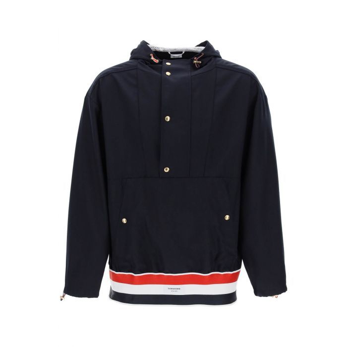 "lightweight wool anorak with tr - THOM BROWNE