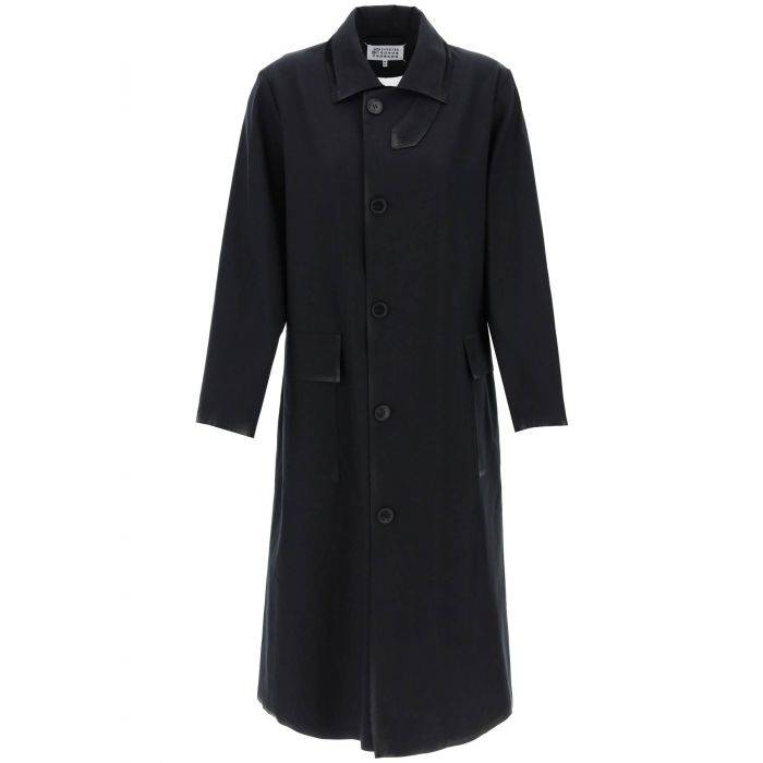 cotton coat with laminated trim details - MAISON MARGIELA